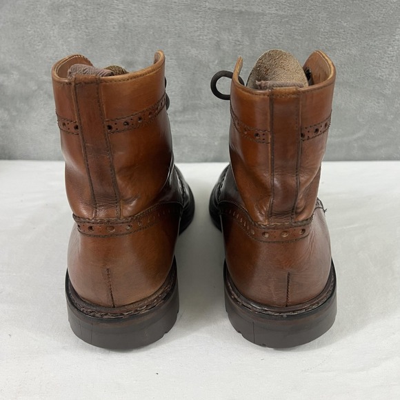 VTG Polo Ralph Lauren Boots Mens Size 10.5 D Brown Leather Wingtip Brogue 9899 - Picture 4 of 8